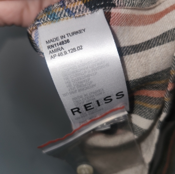 Nwt reiss Amira light ground check plaid button down in cream size 8 - Picture 12 of 14